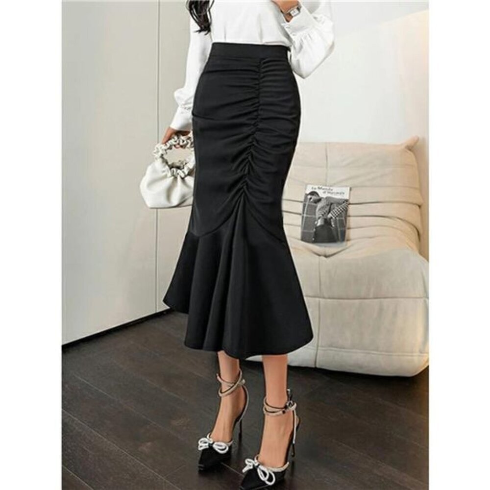 Ruched High Waist Mermaid Skirt
